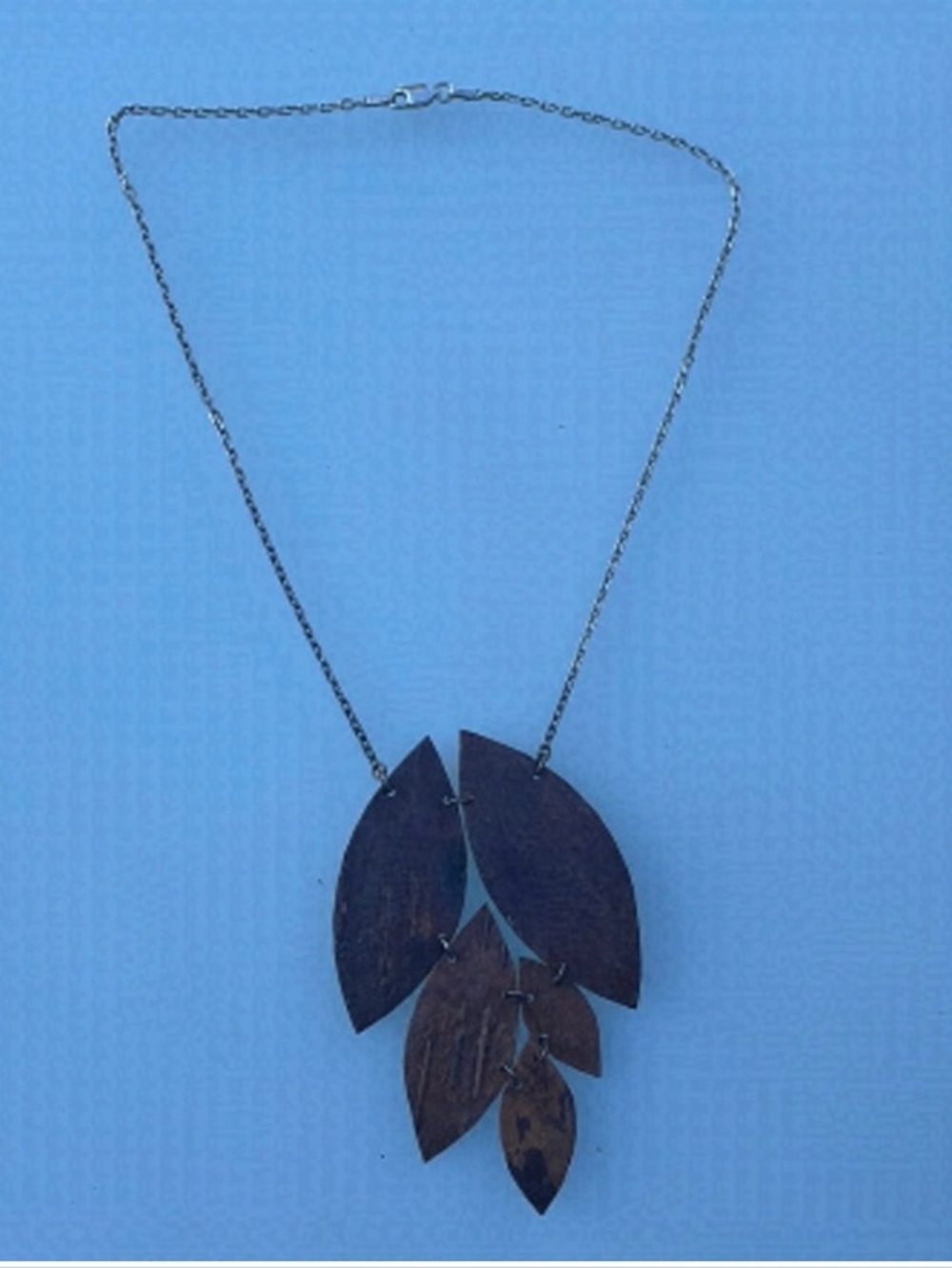925 Italy Sterling Silver Chain Necklace with Cork Leaf Pendan BohoNatureDesign